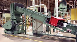 Herbold's SMS 80/120 granulator is equipped with a metal-detecting feed conveyor. Herbold's SMS 80/120 granulator is equipped with a metal-detecting feed conveyor.