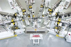 This European-based Welex sheet line may own the record for most extruders on a single die â nine. The ninth is for the gloss layer and is mounted above, out of the image frame. This European-based Welex sheet line may own the record for most extruders on a single die â nine. The ninth is for the gloss layer and is mounted above, out of the image frame.