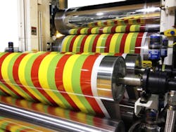 Welex feed block technology allows the extruders to be configured for virtually unlimited multiple stripe and layer combinations. The five-layer sheet construction includes a crystal PS gloss layer, a five-color (fully custom-configurable) stripe layer, a white layer, a scrap foam layer, and a white bottom layer. Welex feed block technology allows the extruders to be configured for virtually unlimited multiple stripe and layer combinations. The five-layer sheet construction includes a crystal PS gloss layer, a five-color (fully custom-configurable) stripe layer, a white layer, a scrap foam layer, and a white bottom layer.