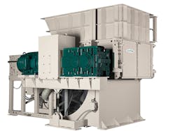 This single-shaft shredder was introduced last summer by Conair. Inset: a close-up of the shredder's rotor and bed knife. This single-shaft shredder was introduced last summer by Conair. Inset: a close-up of the shredder's rotor and bed knife.