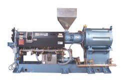 The direct drive system shown on the back end of a Davis-Standard Thermatic extruder is very energy efficient, as well as being quiet, low maintenance, clean-room friendly and having a small footprint. The direct drive system shown on the back end of a Davis-Standard Thermatic extruder is very energy efficient, as well as being quiet, low maintenance, clean-room friendly and having a small footprint.