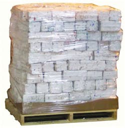 A pallet of densified EPS 'bricks.' A pallet of densified EPS 'bricks.'