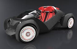 Local Motors’ Strati Car body parts are made on a Big Area Additive Manufacturing (BAAM) system from Cincinnati Inc. Local Motors’ Strati Car body parts are made on a Big Area Additive Manufacturing (BAAM) system from Cincinnati Inc.