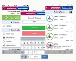 Screenshots of the WiBa QuickLook app, which enhances connectivity between the user and the plant floor.