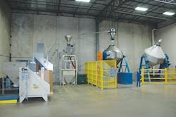 Inside AGS' facility, you will not find typical equipment configurations. Equipment includes gaylord tippers; a cleaning, de-dusting, metal separation module; and two double-cone blenders. Inside AGS' facility, you will not find typical equipment configurations. Equipment includes gaylord tippers; a cleaning, de-dusting, metal separation module; and two double-cone blenders.