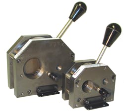 The Smartflow swap valve supplies cooling water to a mold during processing and air when it's time to purge the mold and the lines for changeover. The Smartflow swap valve supplies cooling water to a mold during processing and air when it's time to purge the mold and the lines for changeover.