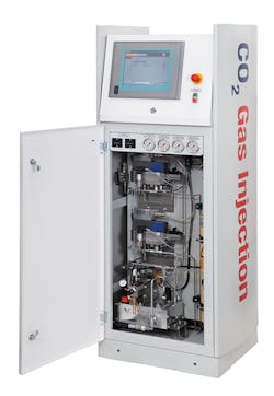 Several vendors, including Maximator-AIM Inc., are giving a second look to molding with CO2 rather than nitrogen. Several vendors, including Maximator-AIM Inc., are giving a second look to molding with CO2 rather than nitrogen.