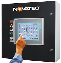 The FlexXpand FX2 system from Novatec provides a single, wall-mounted, color touch-screen PLC control with a wide range of built-in capabilities that can be easily expanded with the addition of FlexXpand FXM2 modules. The FlexXpand FX2 system from Novatec provides a single, wall-mounted, color touch-screen PLC control with a wide range of built-in capabilities that can be easily expanded with the addition of FlexXpand FXM2 modules.
