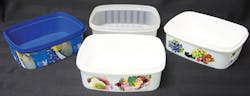 At NPE, StackTeck displayed a single-cavity mold for a 32-ounce tamper-evident rectangular container that has thin-walled TRIM panels At NPE, StackTeck displayed a single-cavity mold for a 32-ounce tamper-evident rectangular container that has thin-walled TRIM panels