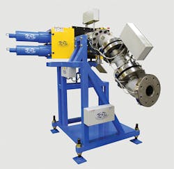 PSI- Polymer's CSC-148 screen changer with EGP-90 gear pump and melt pipe for sheet applications PSI- Polymer's CSC-148 screen changer with EGP-90 gear pump and melt pipe for sheet applications