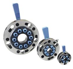 Fipa's new SR Series quick-changers feature snap-on safe-lock mechanisms, color-coded locking indications (red for locked, green for open) and pneumatic air connections. Fipa's new SR Series quick-changers feature snap-on safe-lock mechanisms, color-coded locking indications (red for locked, green for open) and pneumatic air connections.