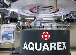 Windmöller & Hölscher says its Aquacage is the world's first adjustable sizing ring for water-cooled blown film lines. Windmöller & Hölscher says its Aquacage is the world's first adjustable sizing ring for water-cooled blown film lines.