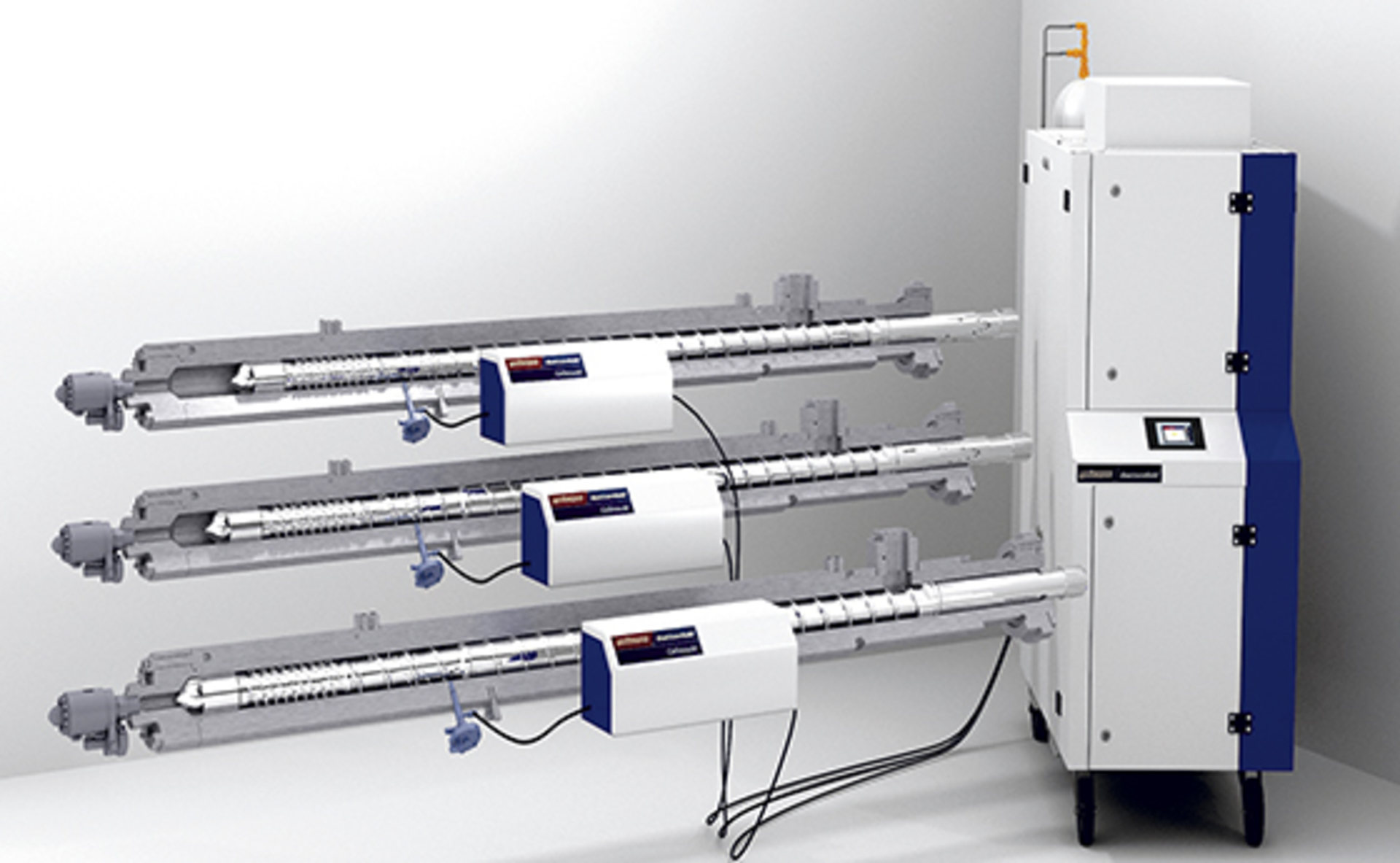 Special geometries in the Cellmould physical foaming system diffuse gas into the melt while simplifying operation of the unit.