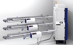 Special geometries in the Cellmould physical foaming system diffuse gas into the melt while simplifying operation of the unit. Special geometries in the Cellmould physical foaming system diffuse gas into the melt while simplifying operation of the unit.
