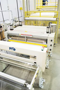 Clear sheet running on a dryer-less PLA sheet extrusion system from PTi Clear sheet running on a dryer-less PLA sheet extrusion system from PTi