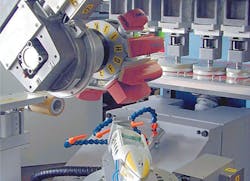 The Cartesio system from Tosh srl handles pad printing for large, complex geometries like those used to produce sports equipment and toys. The Cartesio system from Tosh srl handles pad printing for large, complex geometries like those used to produce sports equipment and toys.