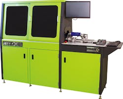 The Helix industrial printer can print single- or multicolor images on straight-walled and tapered cylinders. The Helix industrial printer can print single- or multicolor images on straight-walled and tapered cylinders.