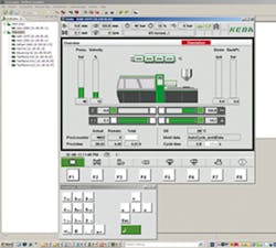 Keba's KePlast EasyNet 2.0 System, inset, connects to any Haitian injection machine that has a Keba controller. Keba's KePlast EasyNet 2.0 System, inset, connects to any Haitian injection machine that has a Keba controller.