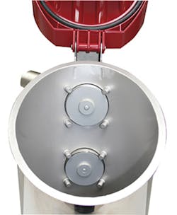 Wittmann Battenfeld Inc. offers a central vacuum receiver with a flip-top lid for easy cleaning. Wittmann Battenfeld Inc. offers a central vacuum receiver with a flip-top lid for easy cleaning.