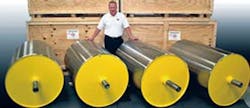Menges Roller President Matt Menges with his company's chill rollers Menges Roller President Matt Menges with his company's chill rollers