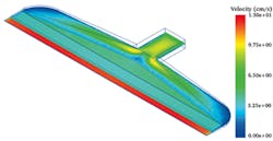 PolyXtrue extrusion die simulation software offers a look at the die channel geometry to display uniform velocity distribution at the die exit. PolyXtrue extrusion die simulation software offers a look at the die channel geometry to display uniform velocity distribution at the die exit.