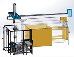 An automation cell can employ new or existing Sepro robots, integrating them into a manufacturing cell that is built around new or existing machines. An automation cell can employ new or existing Sepro robots, integrating them into a manufacturing cell that is built around new or existing machines.