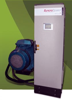 The SyncroSpeed system is designed to control a fixed- or variable-speed motor used to drive a hydraulic pump on a press. The SyncroSpeed system is designed to control a fixed- or variable-speed motor used to drive a hydraulic pump on a press.