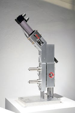 A driving rack and attached servomotor of an actuation device angled to create more space. A driving rack and attached servomotor of an actuation device angled to create more space.