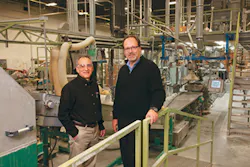 Entek regional sales manager Bill Petrozelli, left, and Doug Rich, Americhem director of global manufacturing Entek regional sales manager Bill Petrozelli, left, and Doug Rich, Americhem director of global manufacturing