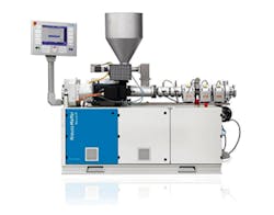 KraussMaffei makes small-scale extruders that can be used in the lab. KraussMaffei makes small-scale extruders that can be used in the lab.