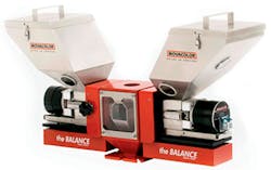 Movacolor's MCTwin gravimetric feeder is designed for feeding two materials at once. Movacolor's MCTwin gravimetric feeder is designed for feeding two materials at once.