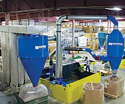Sterling blower elutriation stations remove paper, fines and light contaminants from regrind Sterling blower elutriation stations remove paper, fines and light contaminants from regrind