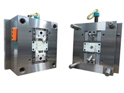 A Hasco mold system is married with 3-D printed inserts to allow quick and inexpensive prototypes. A Hasco mold system is married with 3-D printed inserts to allow quick and inexpensive prototypes.