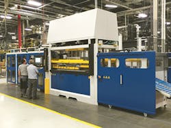 Geiss's new T10 twin-sheet thermoforming machine boasts faster, more accurate and more energy efficient servo systems than its previous pneumatic systems. Geiss's new T10 twin-sheet thermoforming machine boasts faster, more accurate and more energy efficient servo systems than its previous pneumatic systems.