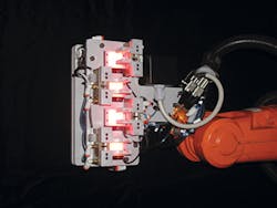 Robotic Automation Systems' Â end-of-arm tool with integrated backlights for vision inspection. Robotic Automation Systems' Â end-of-arm tool with integrated backlights for vision inspection.