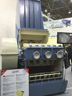 The newest commercial version of Herbold's patented shredders on display at K2016 in Düsseldorf, Germany.
