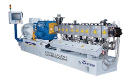 The Omega co-rotating twin-screw extruder from Steer America