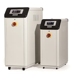 Frigel North America's Microgel machine-side chiller/temperature control units. Frigel North America's Microgel machine-side chiller/temperature control units.