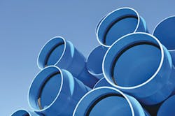 Molecularly oriented PVC pipe produced by Molecor's M-OR-P 5012 unit. Molecularly oriented PVC pipe produced by Molecor's M-OR-P 5012 unit.