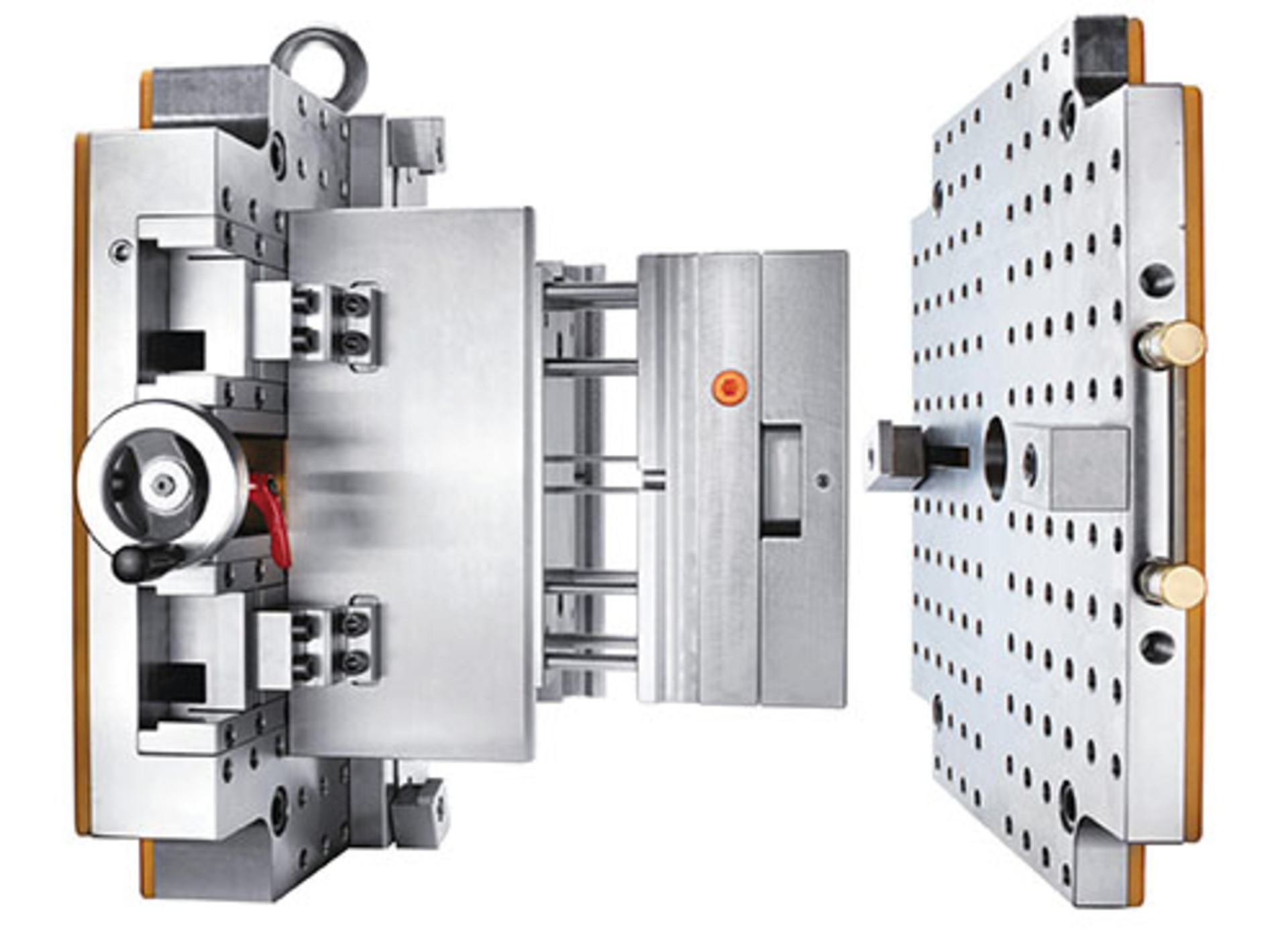 Hasco's Screw Memory A5805 is a data-collection device (the orange circle) installed in the mold to archive mold or part data.