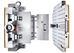 Hasco's Screw Memory A5805 is a data-collection device (the orange circle) installed in the mold to archive mold or part data. Hasco's Screw Memory A5805 is a data-collection device (the orange circle) installed in the mold to archive mold or part data.