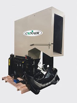 This Conair granulator features a special hopper to ensure safe size reduction of scrap car bumpers.. This Conair granulator features a special hopper to ensure safe size reduction of scrap car bumpers..