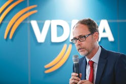 Thorsten Kühmann, VDMA managing director, speaks on Industry 4.0 during K. Thorsten Kühmann, VDMA managing director, speaks on Industry 4.0 during K.