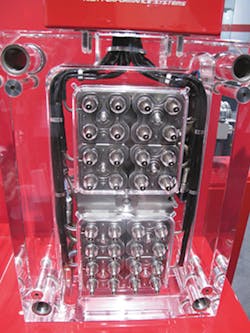 The micro-manifold from Ewikon makes small parts in high-cavitation molds, such as medical devices and closures. The micro-manifold from Ewikon makes small parts in high-cavitation molds, such as medical devices and closures.