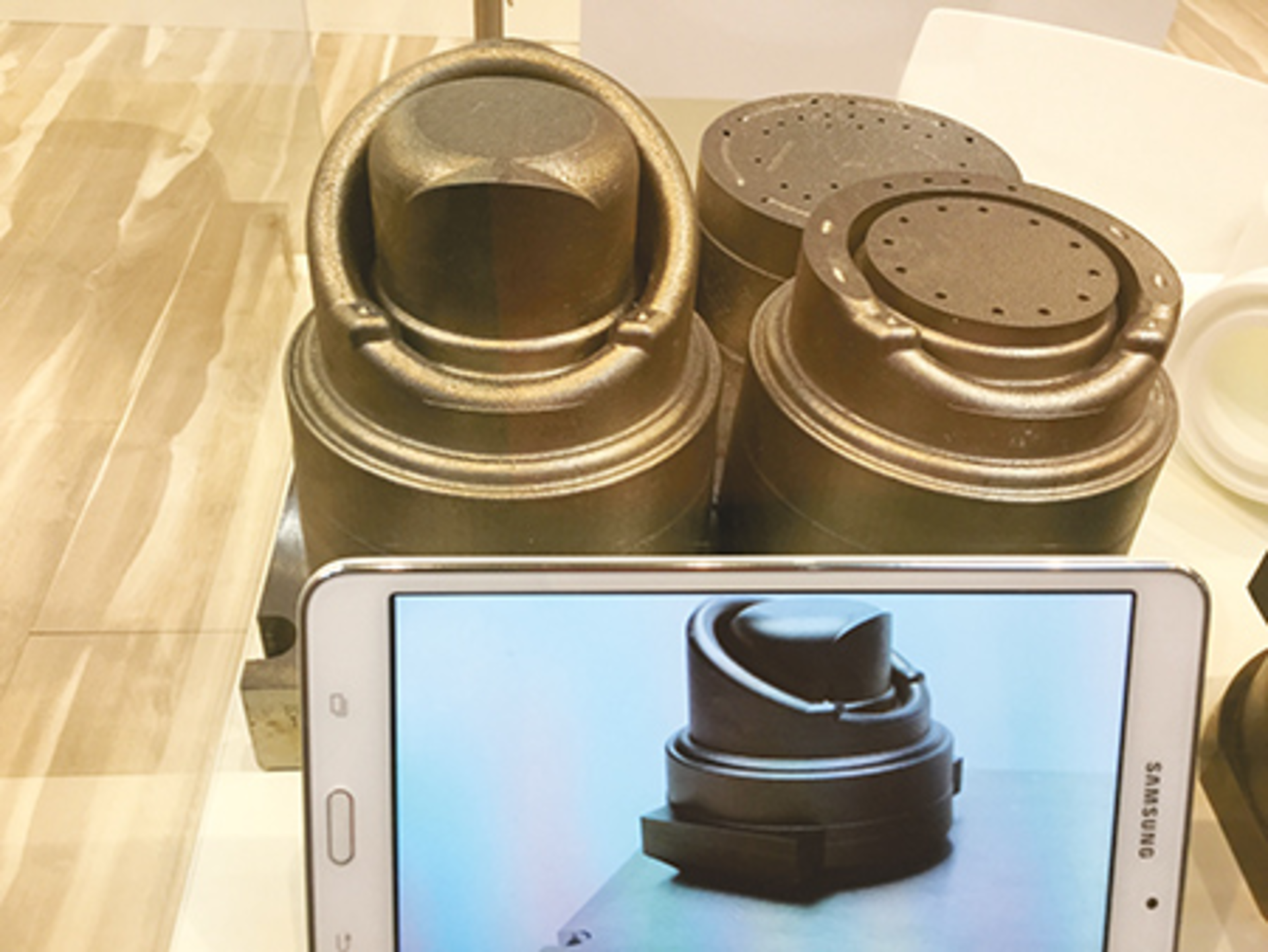The additive manufacturing process was used to produce these components for a pipe valve on display at the K show./EOS of North America Inc.