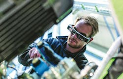 Smart goggles allow technicians to see data and receive instructions from remote experts./Vecoplan AG Smart goggles allow technicians to see data and receive instructions from remote experts./Vecoplan AG