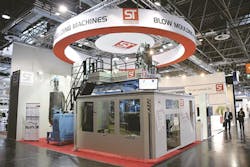 S.T. Soffiaggio Tecnica’s ASPI 150.3 suction blow molding machine S.T. Soffiaggio Tecnica’s ASPI 150.3 suction blow molding machine
