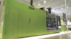 An Engel duo 5160/1000 injection molding machine demonstrates the DecoJect process. An Engel duo 5160/1000 injection molding machine demonstrates the DecoJect process.
