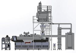 Heat from a Gneuss MRS extruder is captured and transferred to the hopper. Heat from a Gneuss MRS extruder is captured and transferred to the hopper.