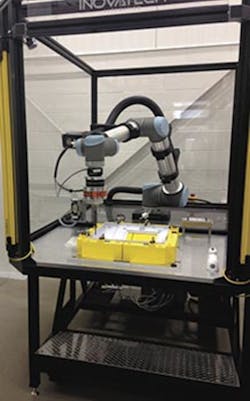 Collaborative robots, produced by PTI's sister company, Inovatech Automation, are used in low-volume and short runs. Collaborative robots, produced by PTI's sister company, Inovatech Automation, are used in low-volume and short runs.